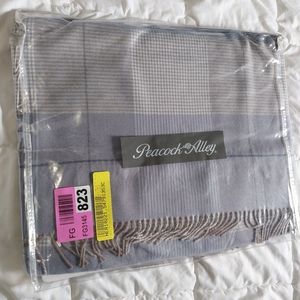 Peacock Alley Merino Wool Plaid Fringe Throw